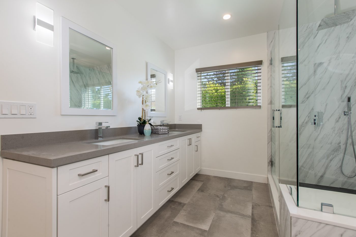 Custom frameless double vanity, ATA Custom Cabinets